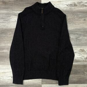 Eddie Bauer Charcoal Gray Mens L Quarter Zip Mock Neck Minimalist Cotton Sweater